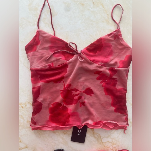 NWT White Fox Blush Rose Mesh Mini Skirt SET - Picture 10 of 12